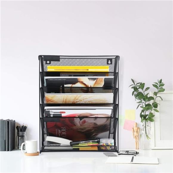 2 Pack Wall File Organizer, 6-Tier Wall Mount Paper Holder Vertical File Rack - Picture 5 of 7